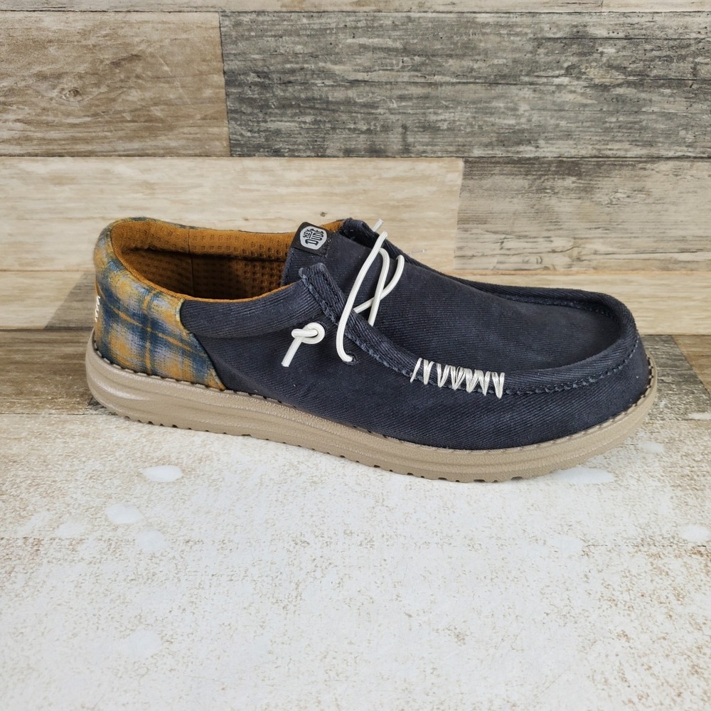 Hey Dude Wally Funk Waffle Mens Loafer Shoes Sz 9 Navy Blue Slip On Round Toe